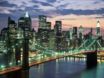 Picture of BROOKYN BRIDGE AND DOWNTOWN SKYLINE, NYC