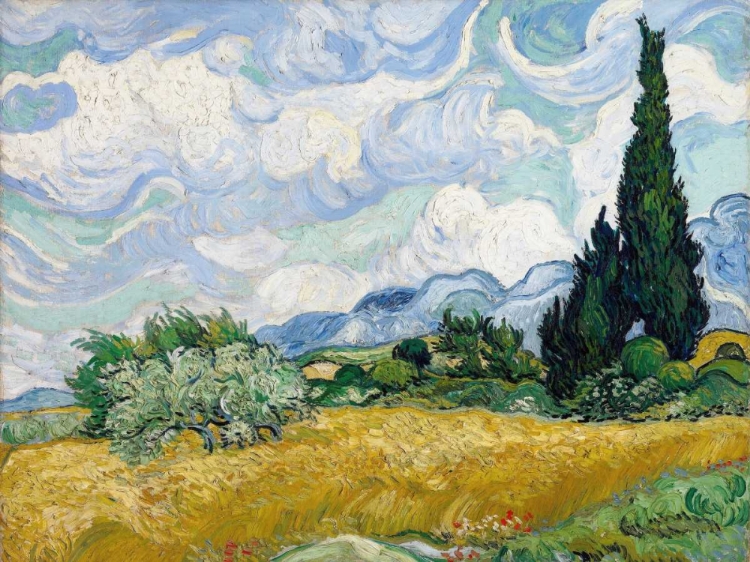 Picture of WHEAT FIELD WITH CYPRESSES