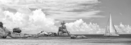 Picture of SAILBOAT AT LA DIGUE, SEYCHELLES (BW)