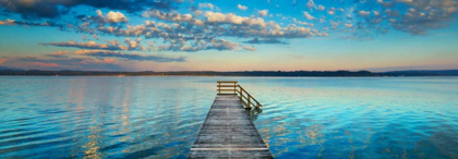 Picture of BOAT RAMP AND FILIGREE CLOUDS, BAVARIA, GERMANY