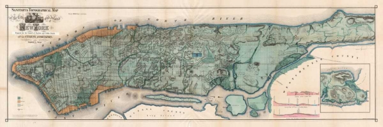 Picture of MAP OF MANHATTAN ISLAND, 1865