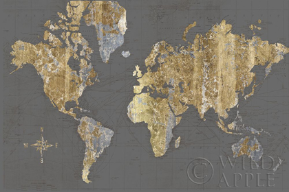 Picture of GILDED MAP GRAY - NO BORDER