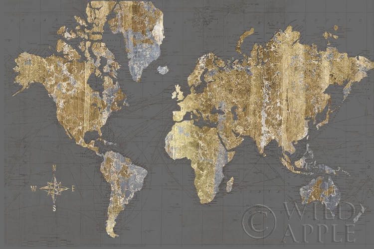 Picture of GILDED MAP GRAY - NO BORDER