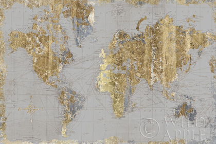 Picture of GILDED MAP LIGHT GRAY