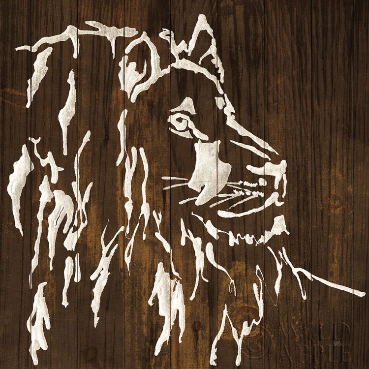 Picture of WHITE LION ON DARK WOOD