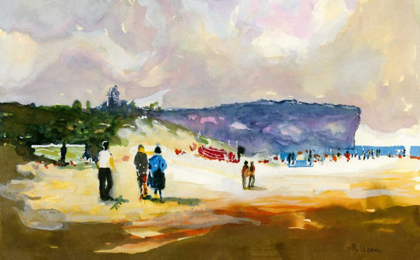Picture of PEOPLE WALKING ON THE BEACH NEAR THE CAPE