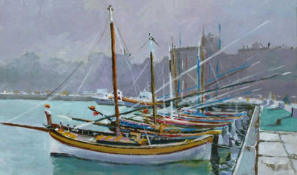 Picture of BOATS MOORED IN THE HARBOR