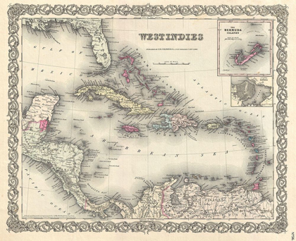 Picture of 1855 COLTON MAP OF THE WEST INDIES
