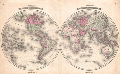 Picture of 1862 JOHNSON MAP OF THE WORLD