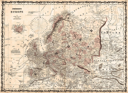 Picture of 1862 JOHNSON VINTAGE MAP OF EUROPE