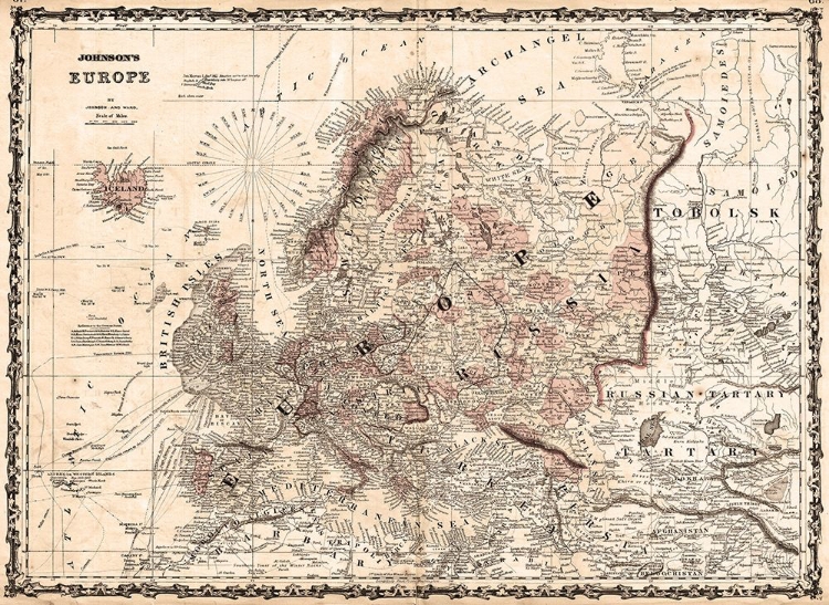 Picture of 1862 JOHNSON VINTAGE MAP OF EUROPE