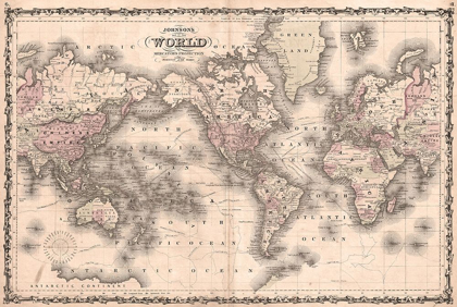 Picture of 1862 JOHNSON VINTAGE MAP OF THE WORLD 