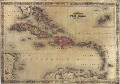 Picture of 1864 JOHNSON MAP OF THE WEST INDIES