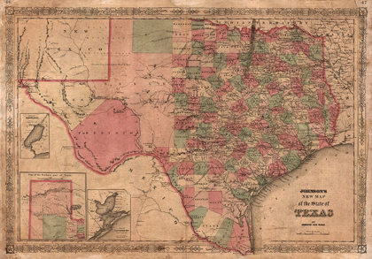 Picture of 1866 JOHNSON MAP OF TEXAS 