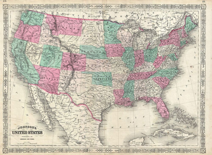 Picture of 1866 JOHNSON MAP OF THE UNITED STATES