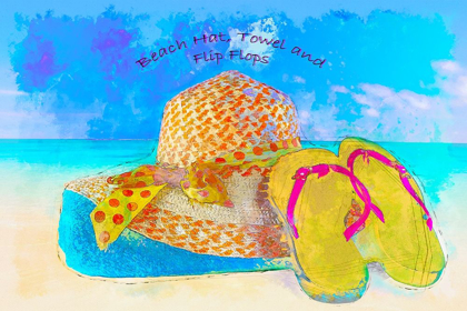 Picture of BEACH TOWEL HAT AND FLIP FLOPS 