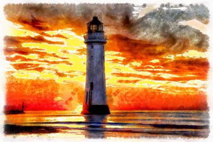 Picture of LIGHTHOUSE AT SUNSET III