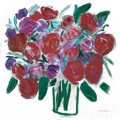 Picture of BURGUNDY ROSES ON WHITE