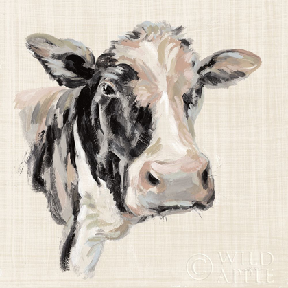 Picture of EXPRESSIONISTIC COW I NEUTRAL LINEN