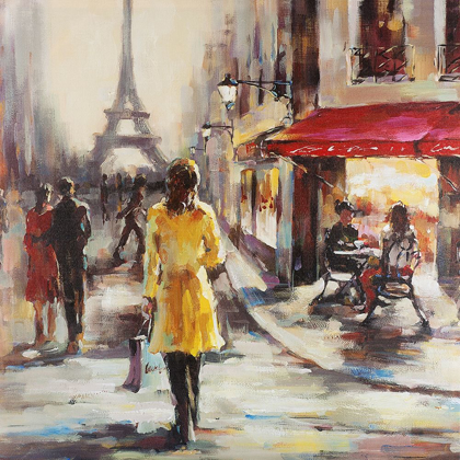 Picture of YELLOW COAT WOMAN WALKING ON THE STREET
