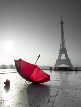 Picture of TWO UMBRELLAS NEXT TO THE EIFFEL TOWER