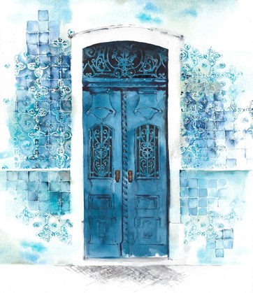 Picture of BLUE DOOR IN TILE WALL