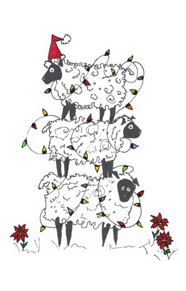 Picture of STACKED SHEEP AT CHRISTMAS