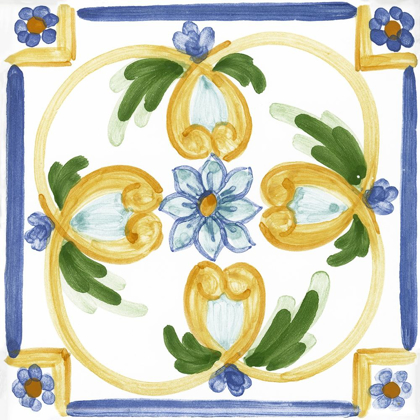 Picture of WHITE, BUE, YELLOW AND GREEN TILE PATTERN