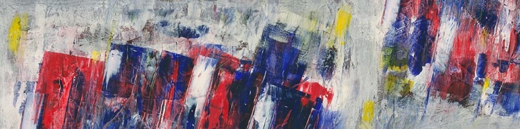 Picture of RED, BLUE, YELLOW AND GREY ABSTRACT CROP I