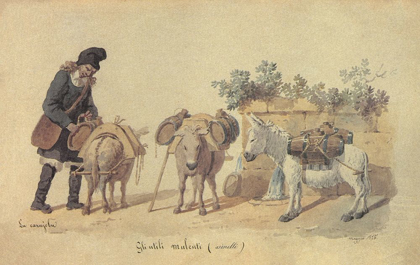 Picture of FARMER WITH MULES IN THE COUNTRYSIDE