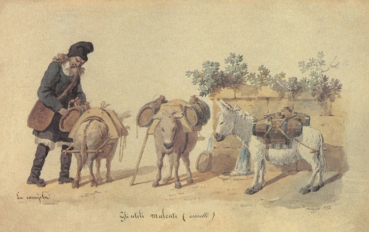 Picture of FARMER WITH MULES IN THE COUNTRYSIDE