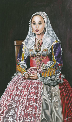 Picture of YOUNG WOMAN WEARING TRADITIONAL SARDINIAN COSTUME