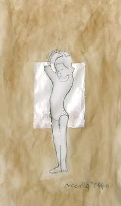 Picture of CHILD FIGURE ON WHITE AND BEIGE BACKGROUND 