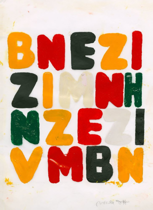 Picture of YELLOW, RED, GREEN, WHITE AND BLACK LETTERS