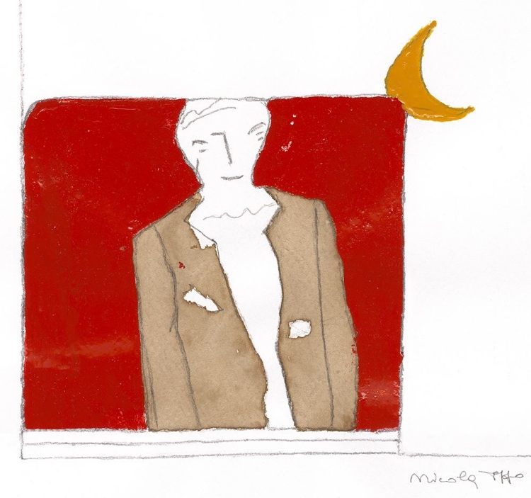 Picture of MEN IN A BROWN SUIT AND YELLOW HALF MOON