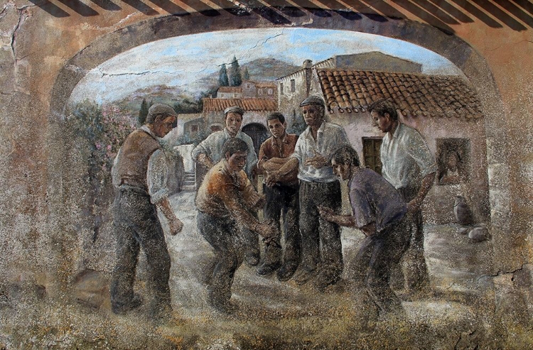 Picture of MURALES MEN PLAYING TRADITIONAL SARDINIAN GAMBLING MORRA