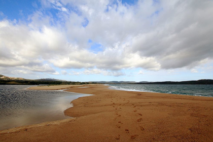 Picture of SPIT OF LAND IN THE SEA IN A CLOUDY DAY