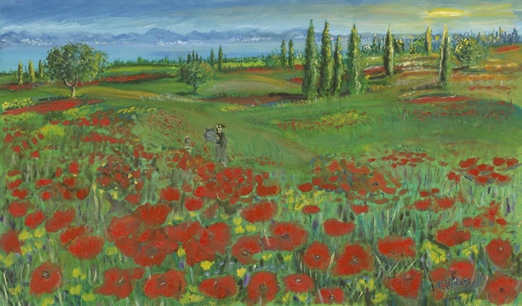 Picture of TUSCAN COUNTRY LANDSCAPE WITH POPPIES