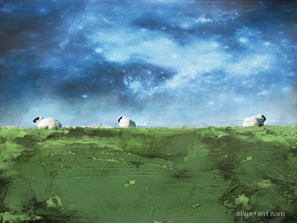 Picture of DISTANT HILLSIDE SHEEP BY NIGHT  