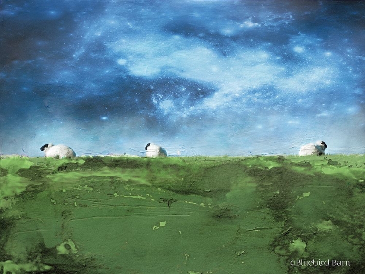 Picture of DISTANT HILLSIDE SHEEP BY NIGHT  