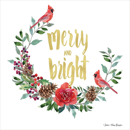 Picture of MERRY AND BRIGHT WREATH WITH CARDINALS 