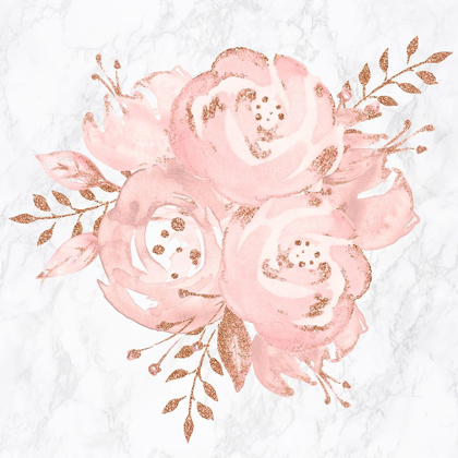 Picture of FLORAL BOUQUET ROSE GOLD PINK GLITTER ON MARBLE