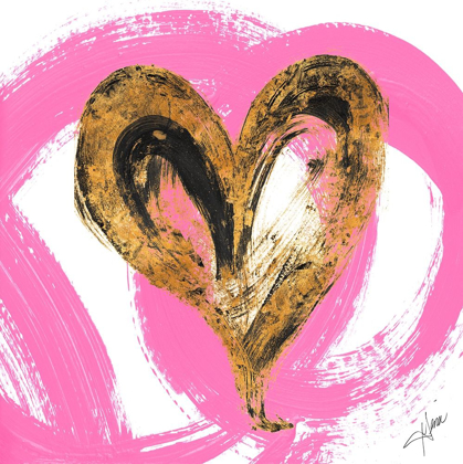 Picture of PINK AND GOLD HEART STROKES I