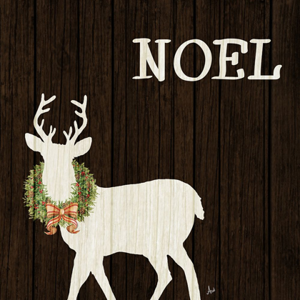 Picture of WOODEN DEER WITH WREATH I