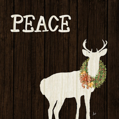 Picture of WOODEN DEER WITH WREATH II