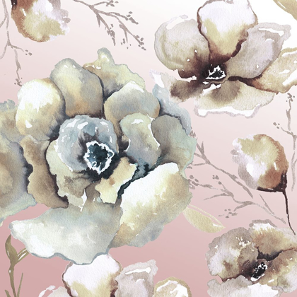 Picture of NEUTRAL FLOWERS ON PINK II