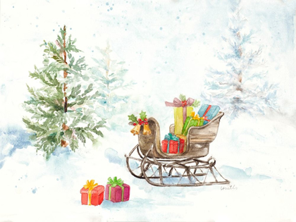 Picture of PRESENTS IN SLEIGH ON SNOWY DAY