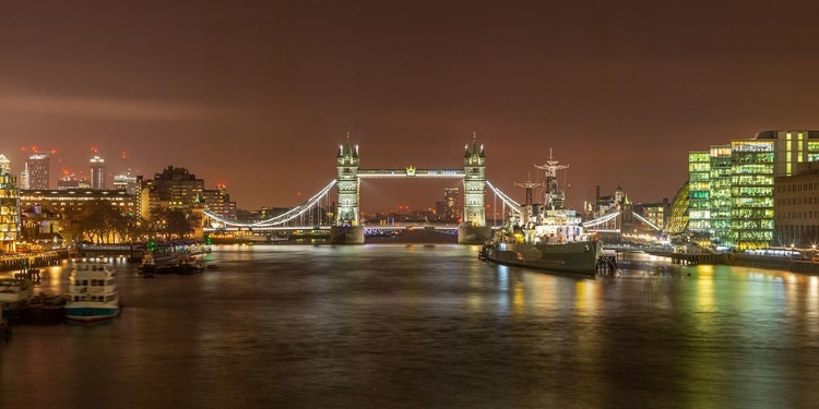 Picture of TOWER BRIDGE AND HMS BELFAST AT NIGHT