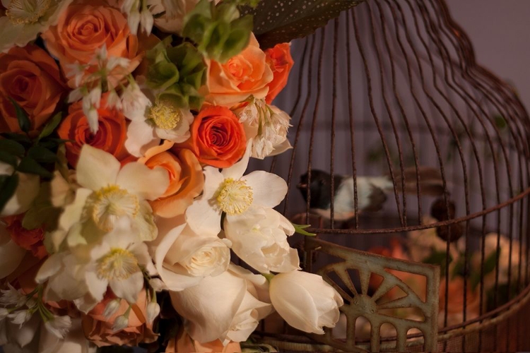 Picture of FLOWERS AND BIRD CAGE I