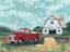 Picture of RED TRUCK AT THE BARN